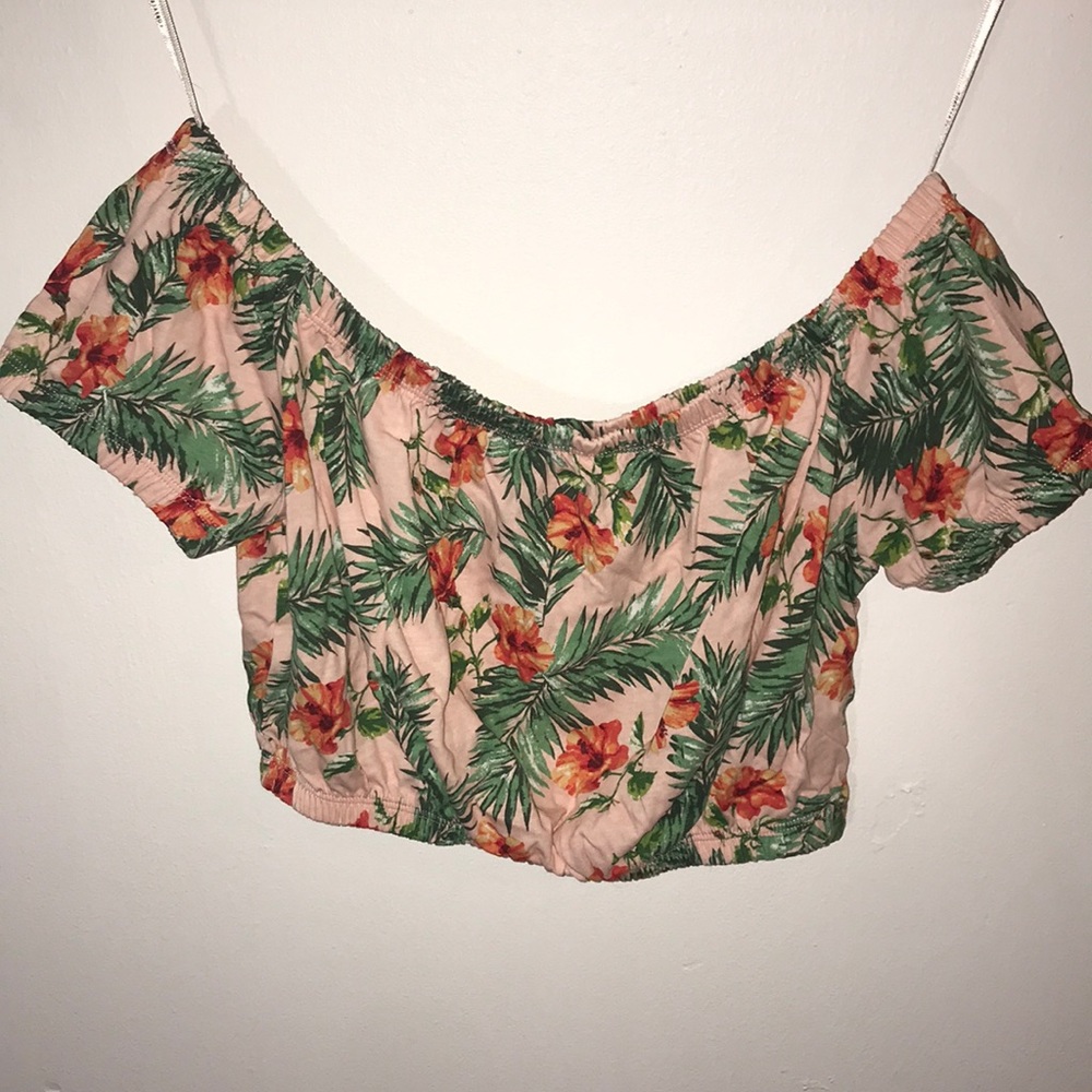 Tropical Off-the-shoulder Crop Top